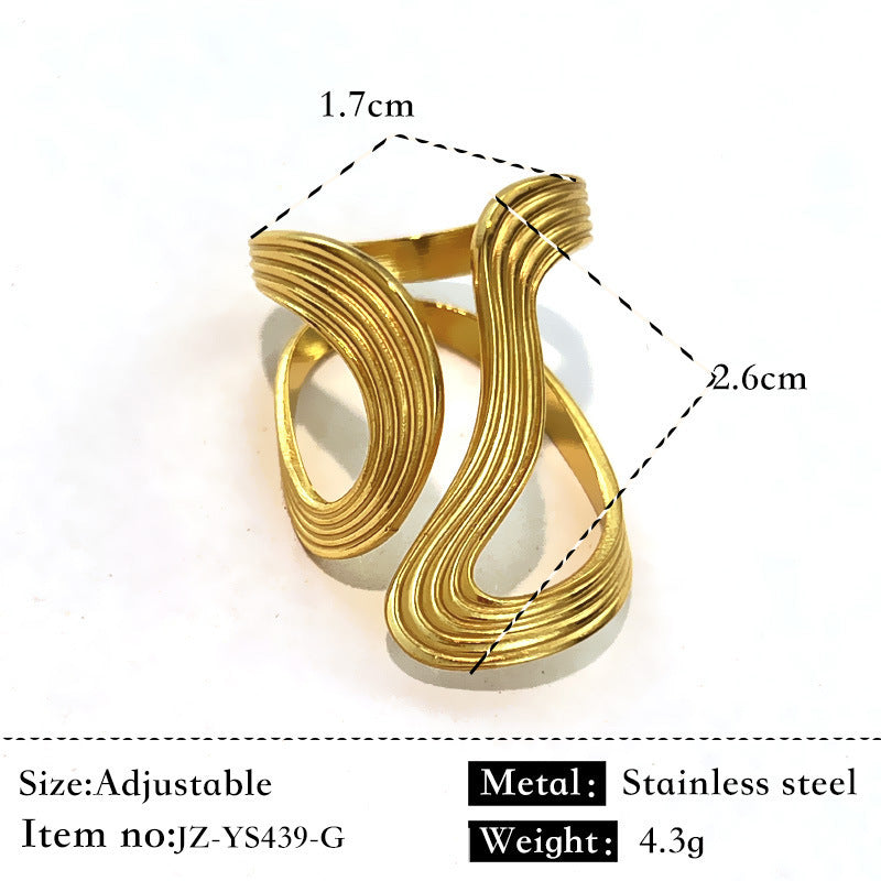 Simple Glossy Stainless Steel 18K Gold Plated Ring