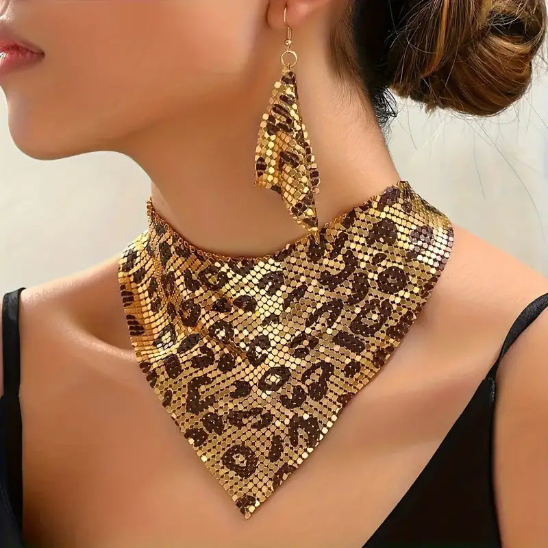 Fashion Scarf Design Statement Necklace & Earring Set