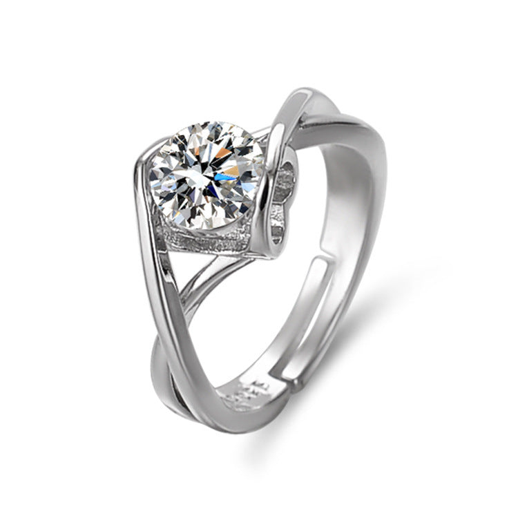 Women's Elegant 1 Karat Moissanite Angel Kiss Ring