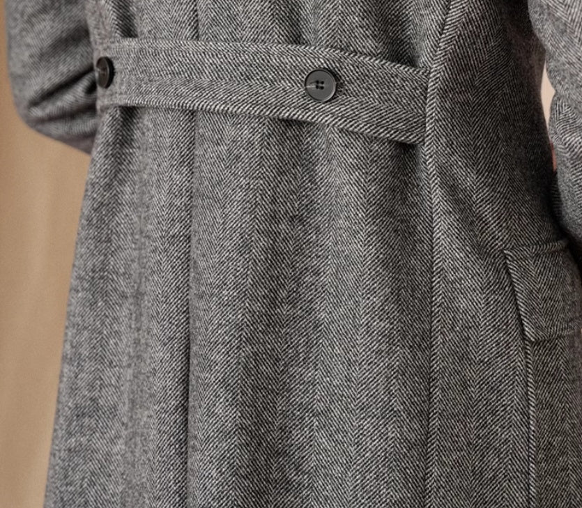 Luxury Men's Double-Breasted Wool Coat | Herringbone Italian Polo Style