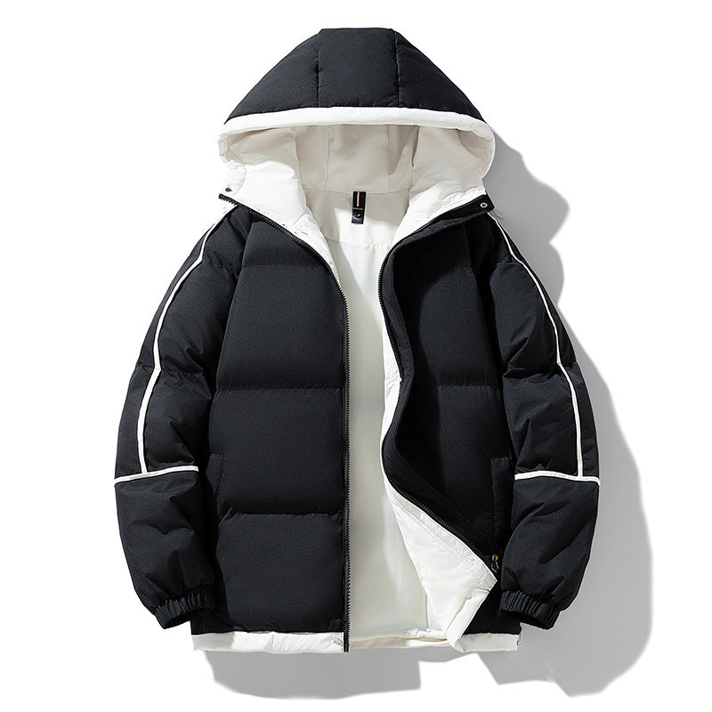 Oversized Drop-Shoulder Men's Puffer Jacket | Hooded Casual Cotton-Padded Coat