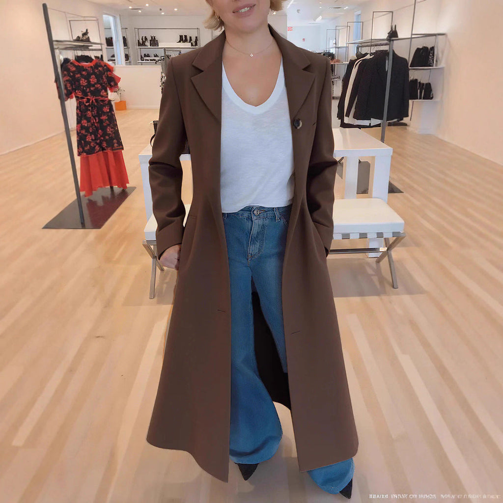 Women's Leopard Print Lapel Trench Coat