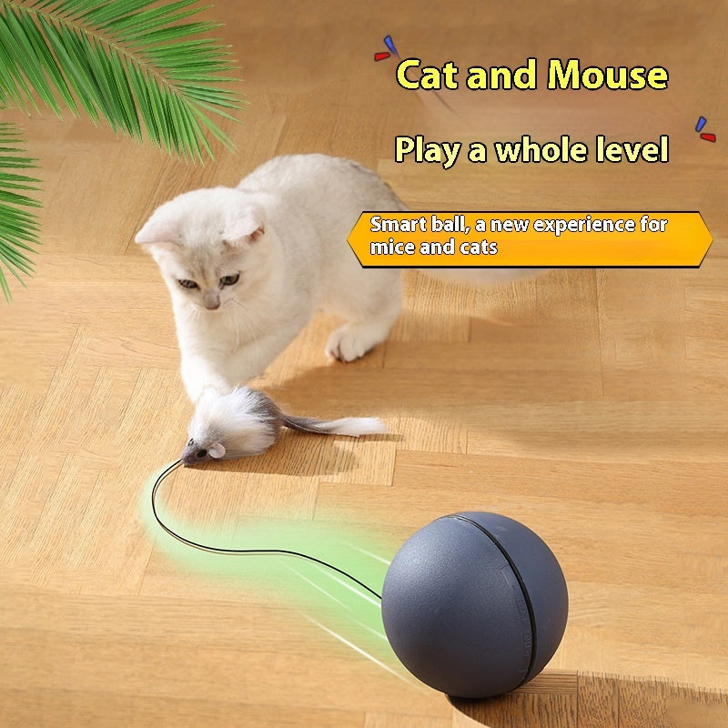 Intelligent Cat Teaser Ball | Automatic Moving Toy with Mouse Sounds for Pets