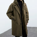 Men's Casual Mid-Length Faux Two-Piece Coat | Hooded Trench Jacket