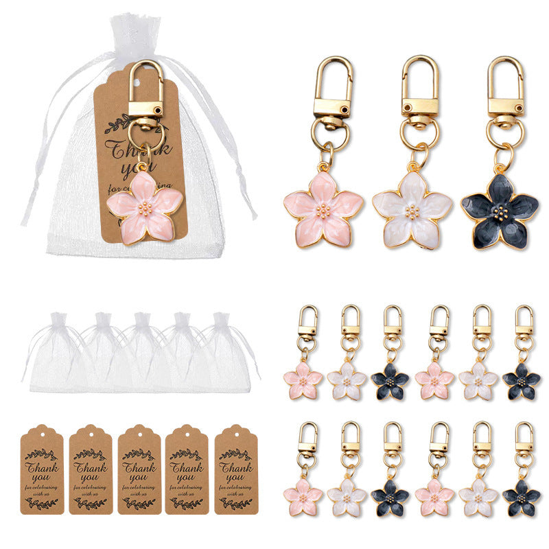 Chic Cherry Blossom Flower Oil Drip Keychain/Necklace