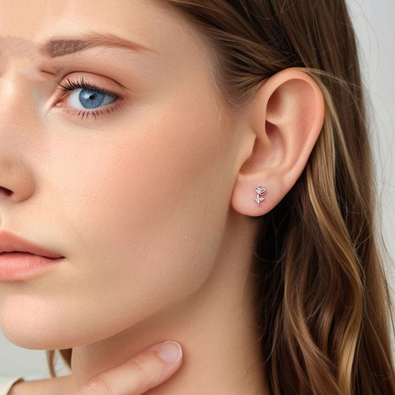 Rose Sterling Silver Studs for Women