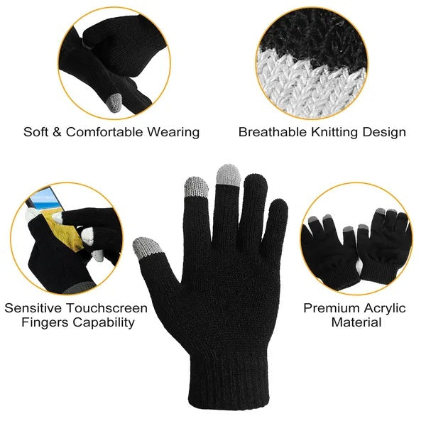 Thermal Knit Gloves for Running, Cycling, Hiking & Camping