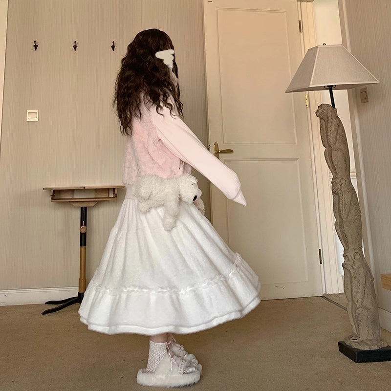 Women's Warm Elastic Waist Big Swing Skirt