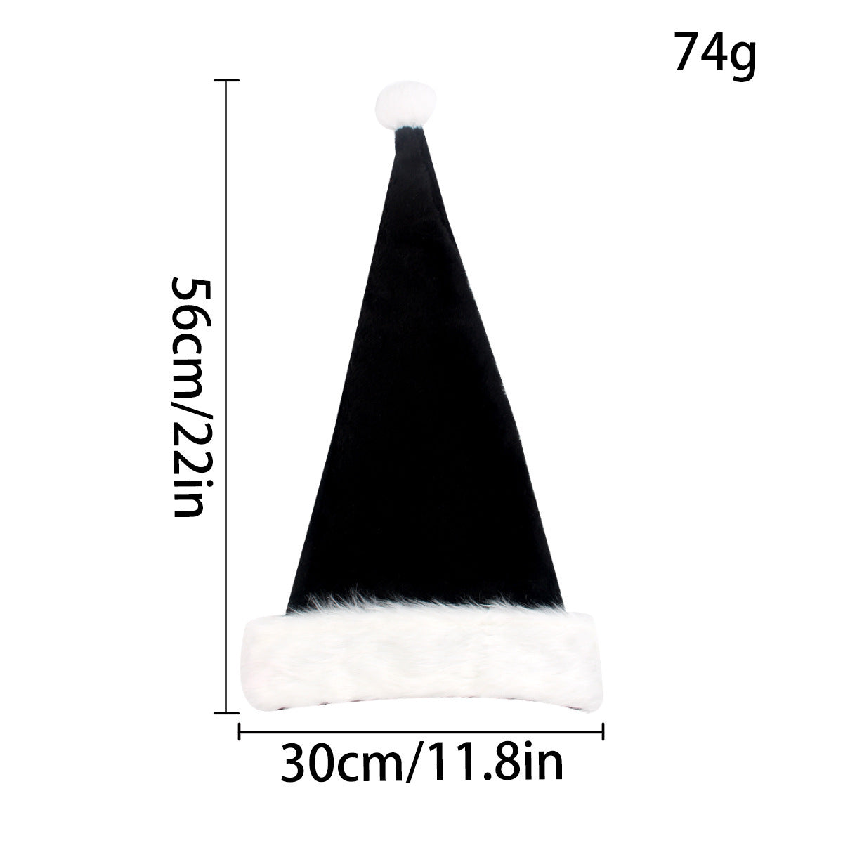 Halloween & Christmas Black Plush Santa Hat