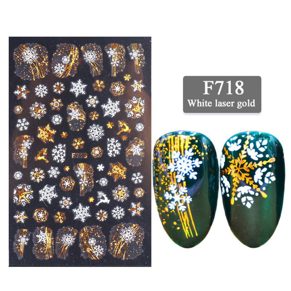 Two-Color Golden Laser Snowflake Nail Art Decals