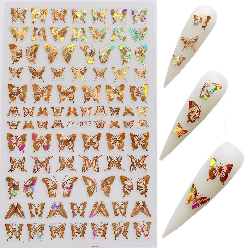Shimmering Bronzed Butterfly Nail Decals