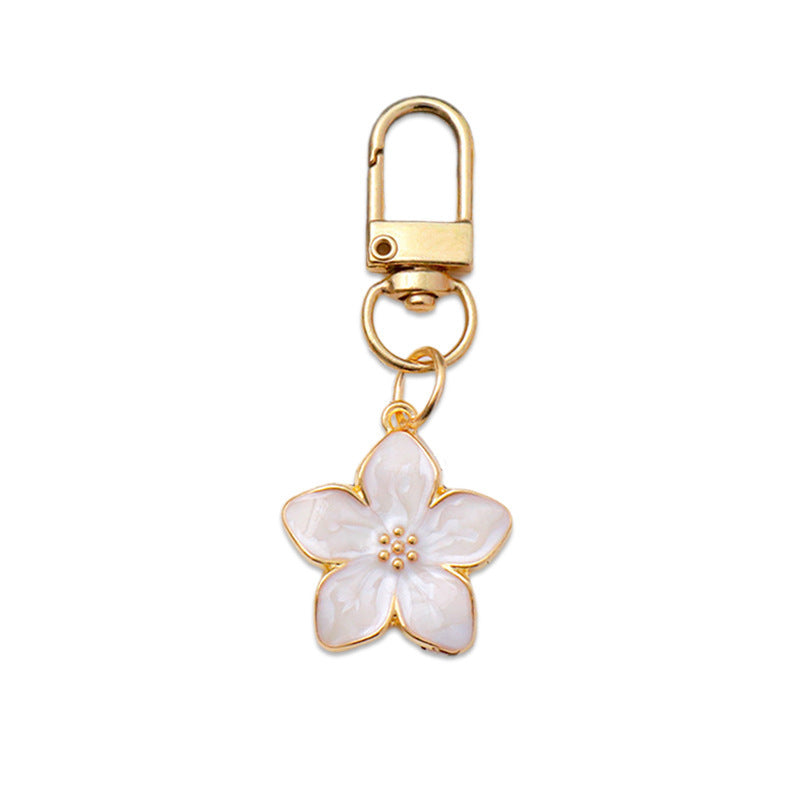 Chic Cherry Blossom Flower Oil Drip Keychain/Necklace