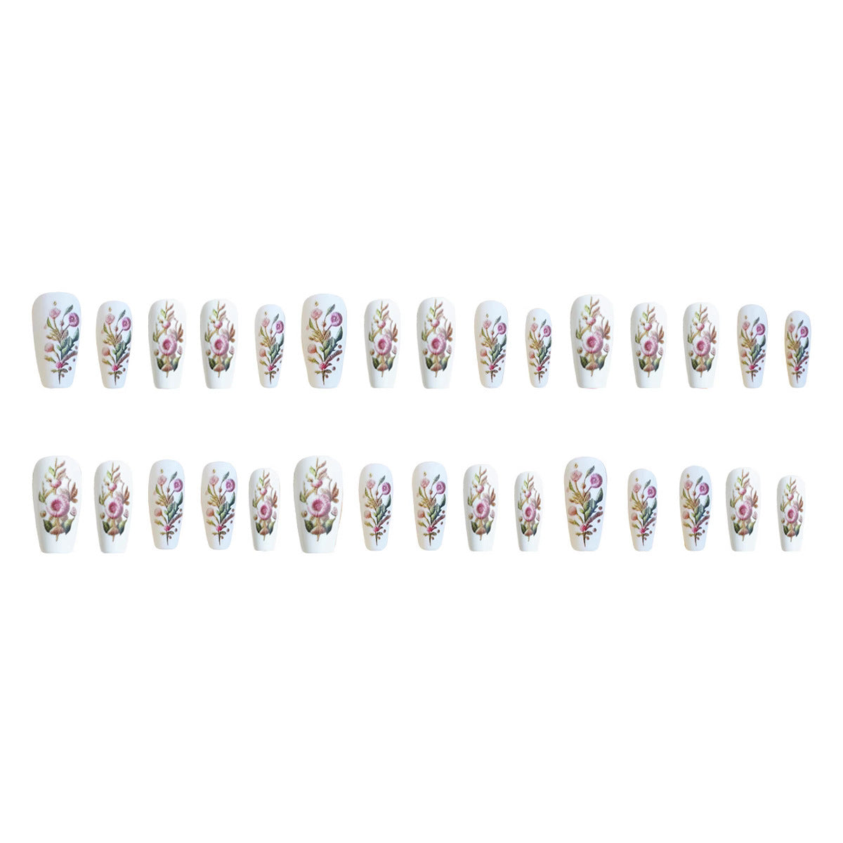 Luxury Temperament Pastel Flower Fake Nails