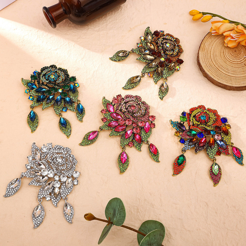 High-End Luxury Retro Exaggerated Rose Brooch