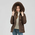 Women's Short Hooded Coat with Big Fur Collar