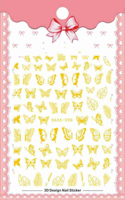 Black Butterfly & White Flower Nail Decals