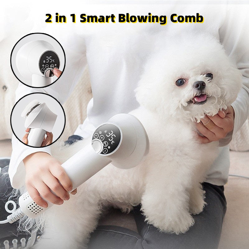 Smart Pet Hair Dryer & Comb | Silent, No-Harm Grooming Blower for Dogs & Cats