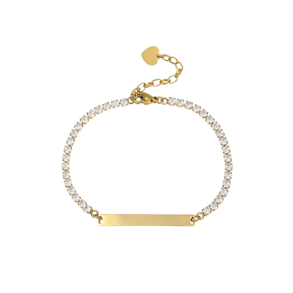 Diamond-Embedded Lettering Charm Bracelet