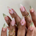 Wearable Floral Design Removable Fake Nails