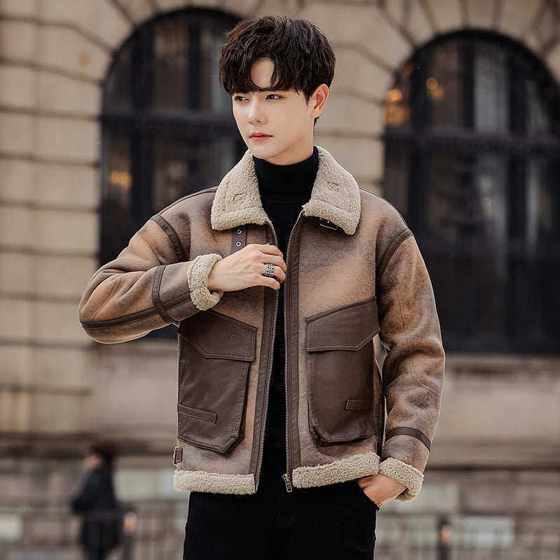 Men's Casual Leather and Fur Coat | Warm Winter Outerwear Jacket