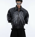 Men's Niche Spider Web Tassel Motorcycle Leather Coat | Unique Biker Jacket