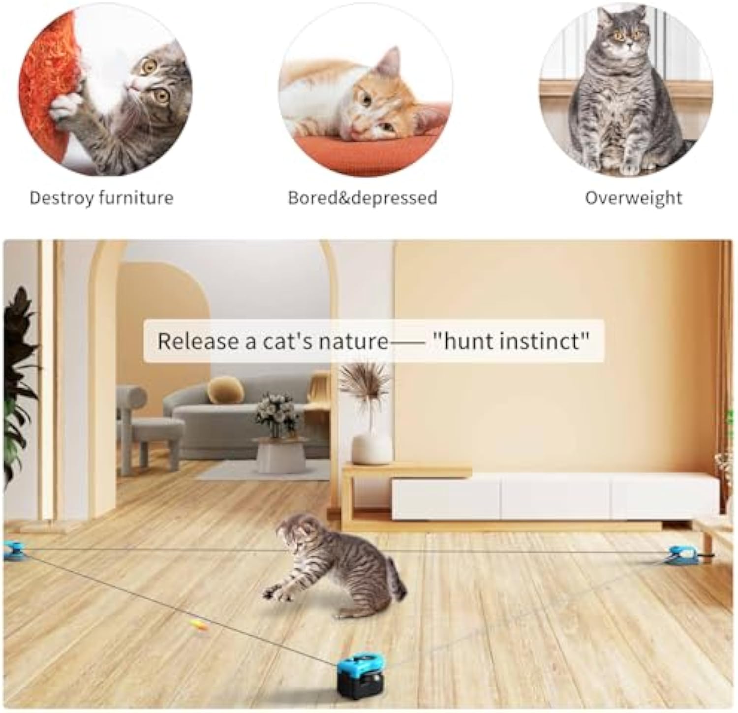 Smart Automatic Running Cat Toy | 3-Speed Hunting Exercise